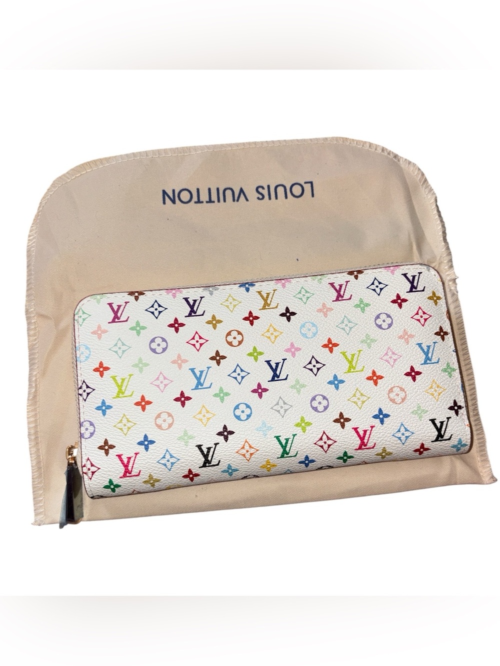 Fashion Multicolor Monogram White Zip-Around Wallet